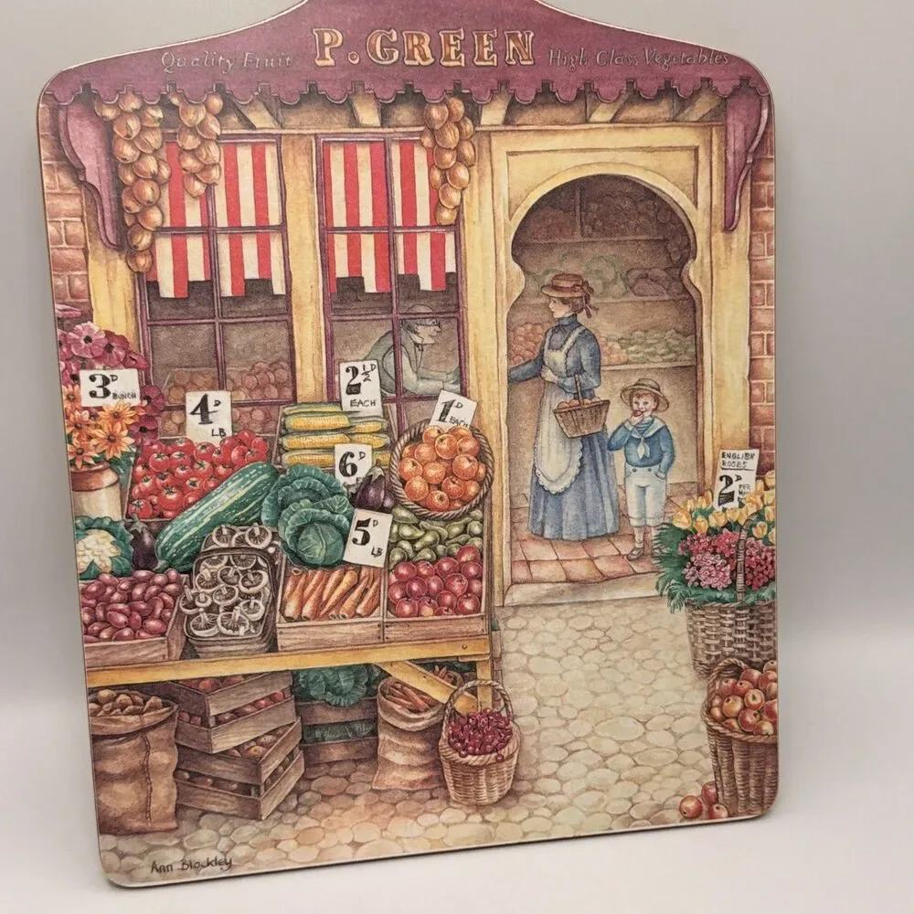 Wilscombe Melamine Ann Blockley P Green Chopping Board England Fruits Vegetables